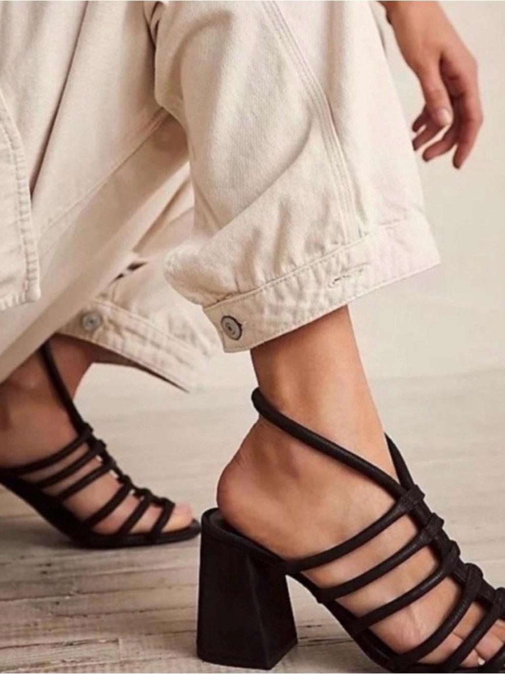 NEW Free People Colette Cinched Heels, black, size 39 (8-8.5)